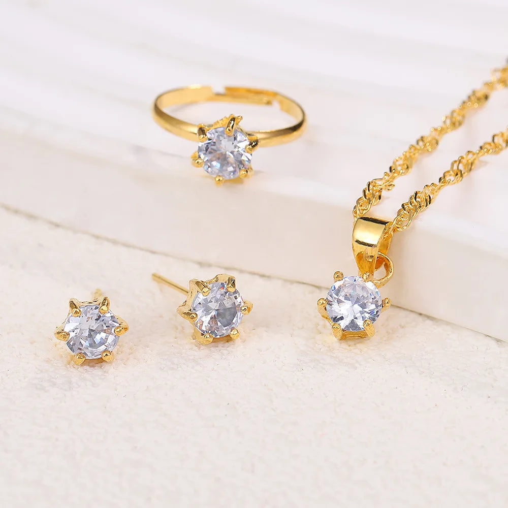 Elara™ | Crystal Solitaire Jewelry Set