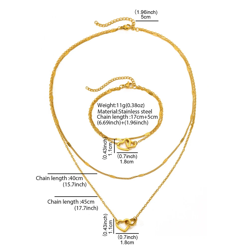 Amora™ | Interlocking Heart Necklace &amp; Bracelet Set