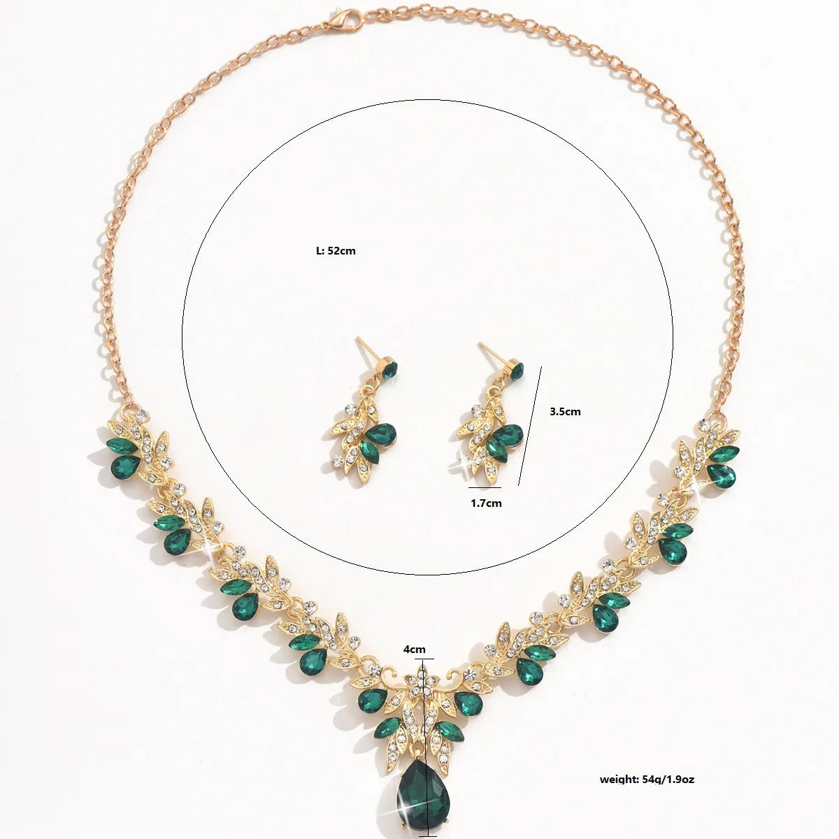Lunelle™ | Crystal Leaf Necklace &amp; Earring Set