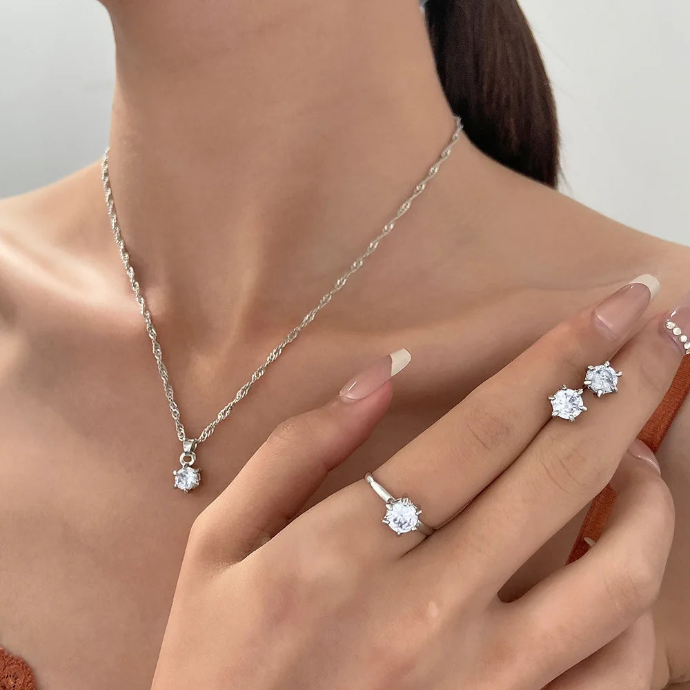Elara™ | Crystal Solitaire Jewelry Set