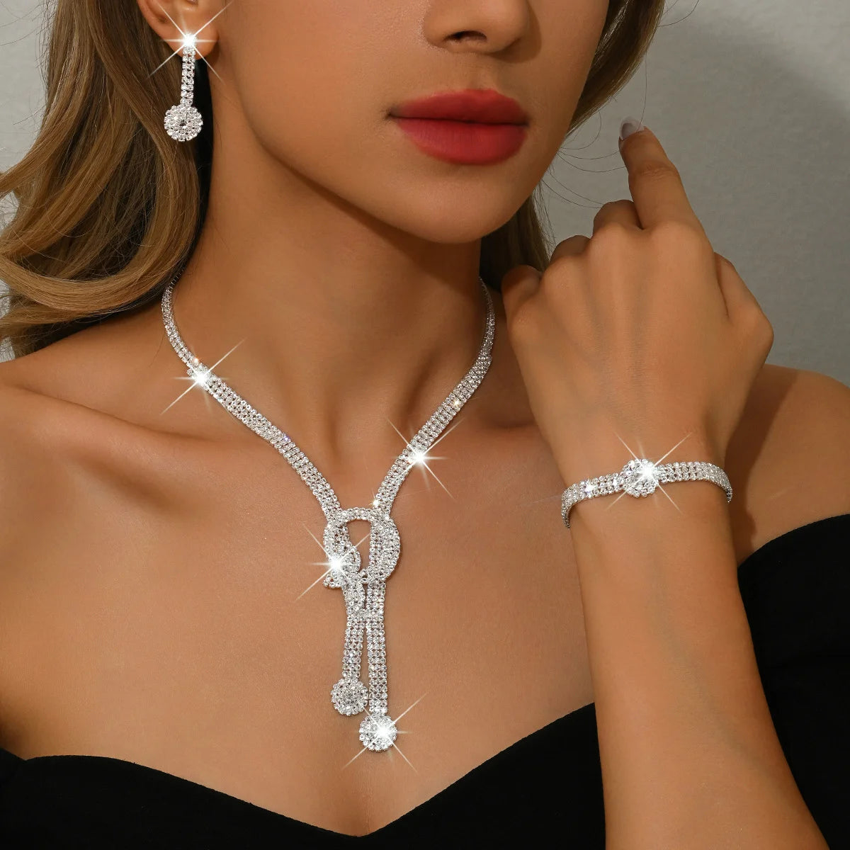 Aurelia™ | Crystal Knot Necklace, Earrings &amp; Bracelet Set
