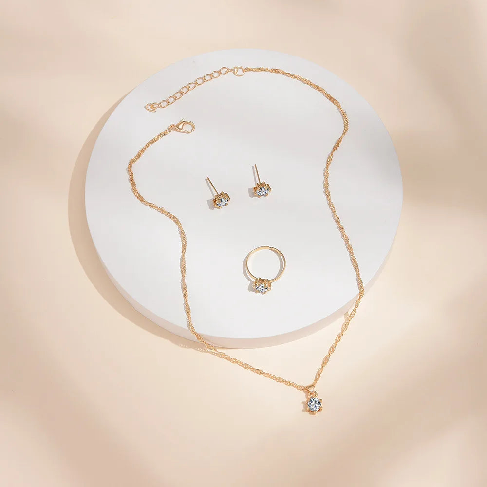 Elara™ | Crystal Solitaire Jewelry Set