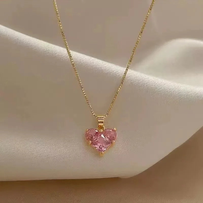 Amorette™ | Ketting met Roze Kristallen Harthanger
