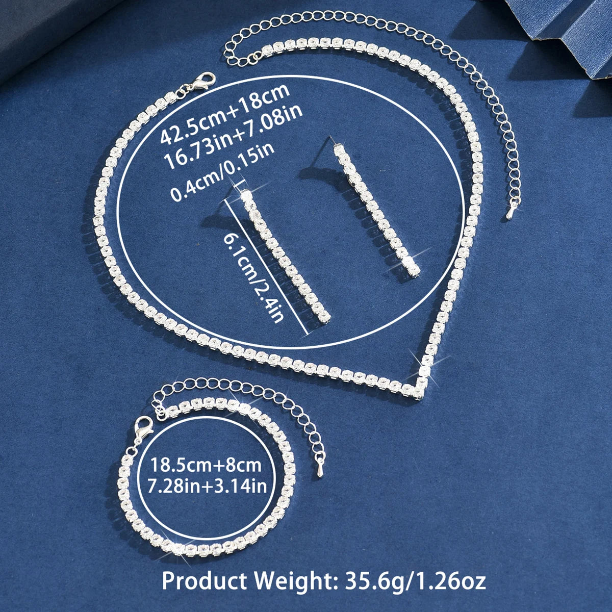 Aurelia™ | Crystal Tennis Necklace, Earrings &amp; Bracelet Set