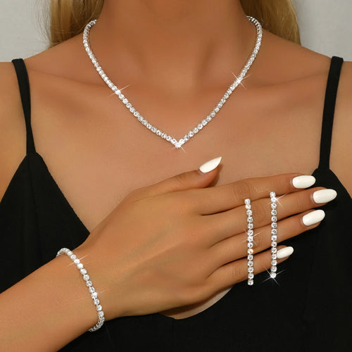 Aurelia™ | Crystal Tennis Necklace, Earrings &amp; Bracelet Set