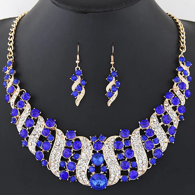 Solara™ | Champagne Kristallen Ketting- & Oorbellenset