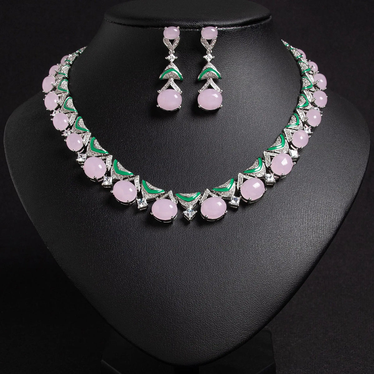 Esmerelle™ | Green Crystal Necklace &amp; Earring Set