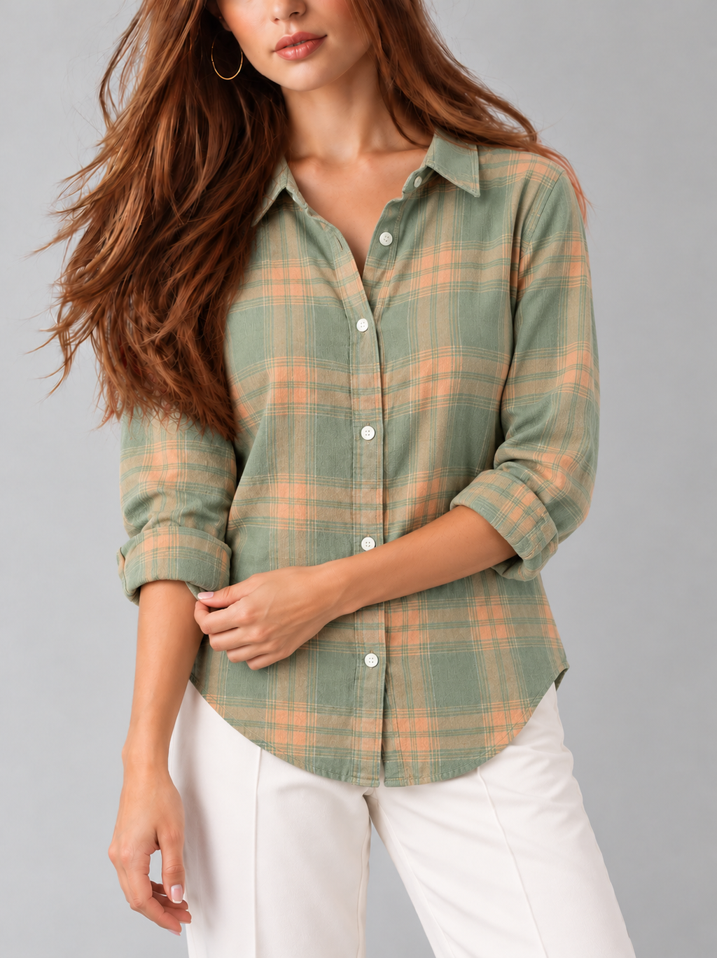 Autumn™ | Klassieke Geruite Blouse met Knopen