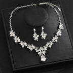 Lunelle™ | Crystal Leaf Necklace &amp; Earring Set