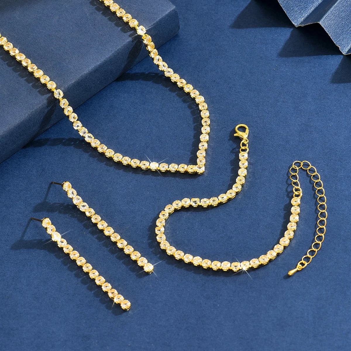 Aurelia™ | Crystal Tennis Necklace, Earrings &amp; Bracelet Set