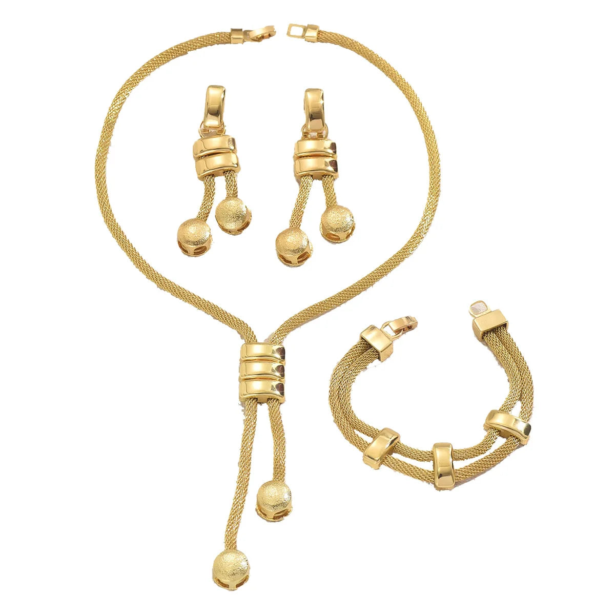 Seraphine™ | Goudkleurige Ketting-, Oorbellen- & Armbandset