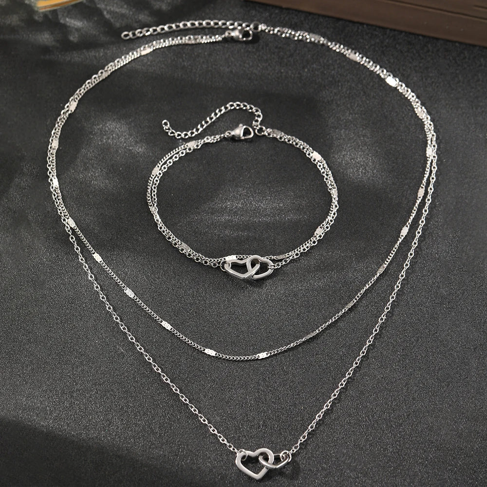 Amora™ | Interlocking Heart Necklace &amp; Bracelet Set