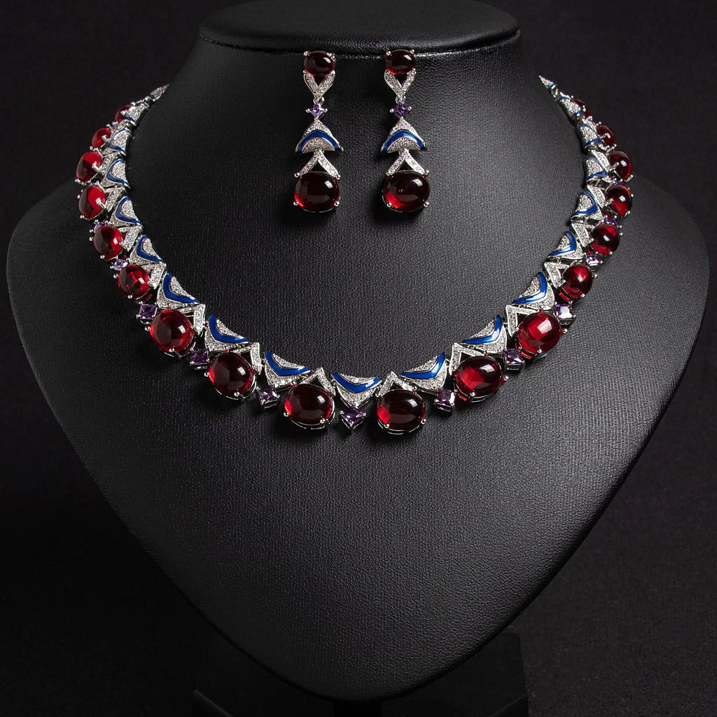 Esmerelle™ | Green Crystal Necklace &amp; Earring Set