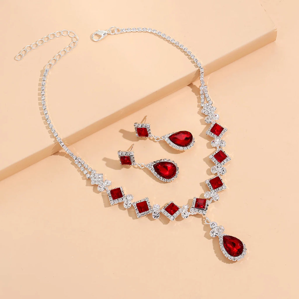 Rubyelle™ | Ketting- & Oorbellenset met Druppelkristal