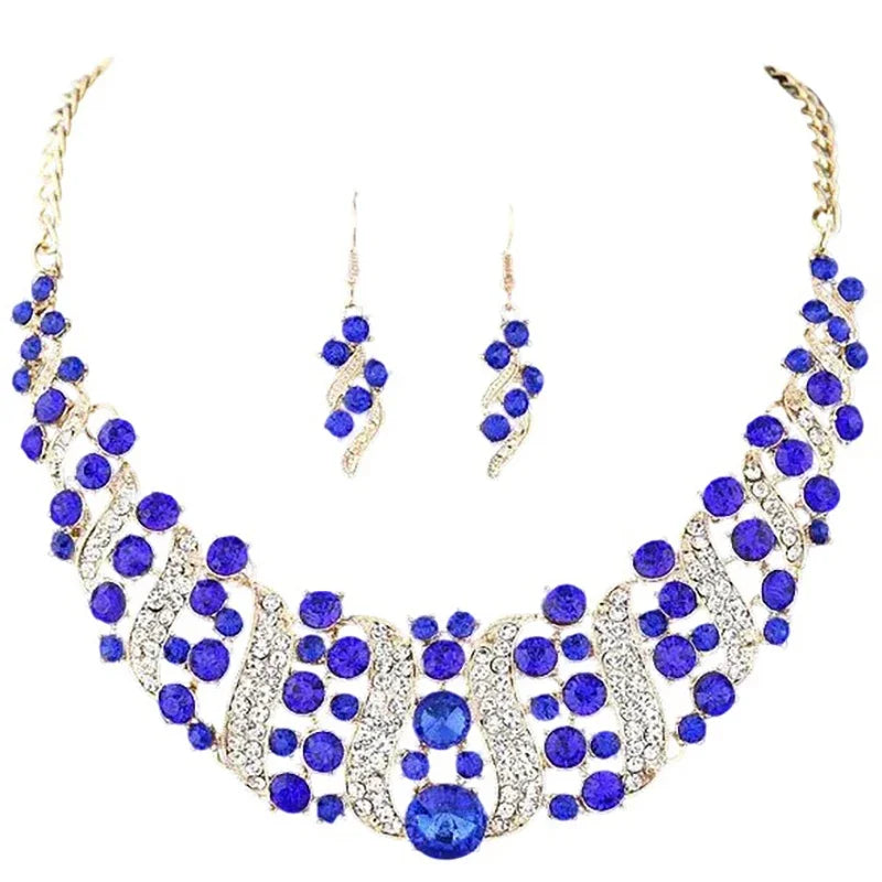 Solara™ | Champagne Kristallen Ketting- & Oorbellenset