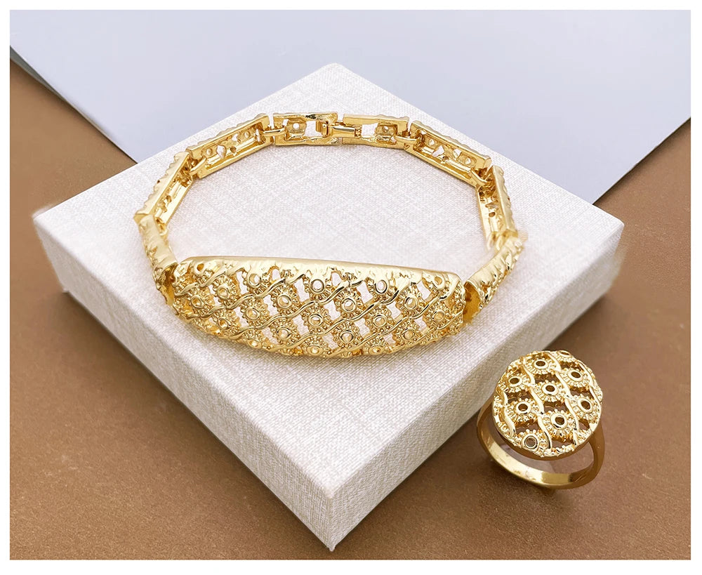 Marcelline™ | Ornate Gold-Tone 4-Piece Jewelry Set