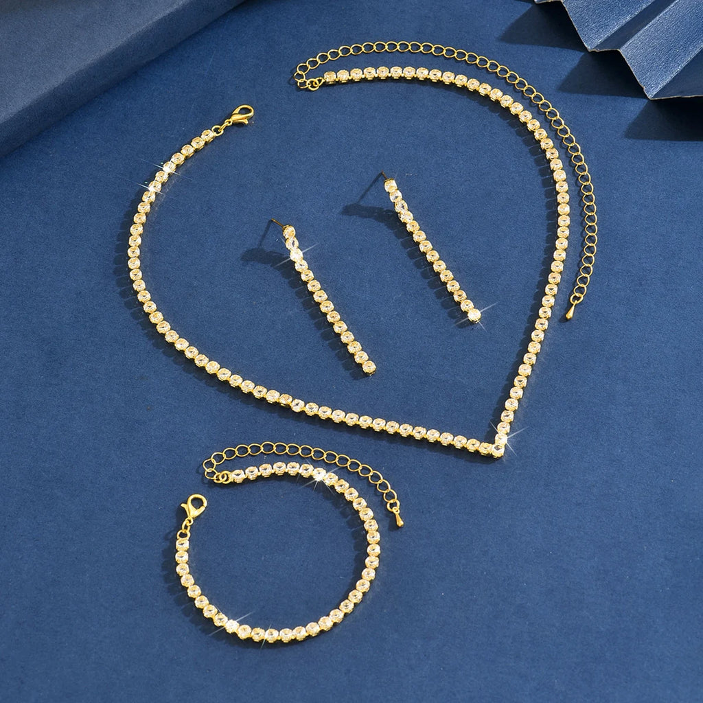 Aurelia™ | Crystal Tennis Necklace, Earrings &amp; Bracelet Set