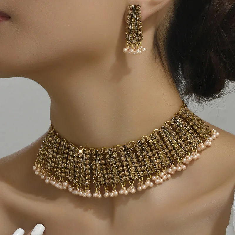 Zafira™ | Pearl Fringe Choker &amp; Earring Set