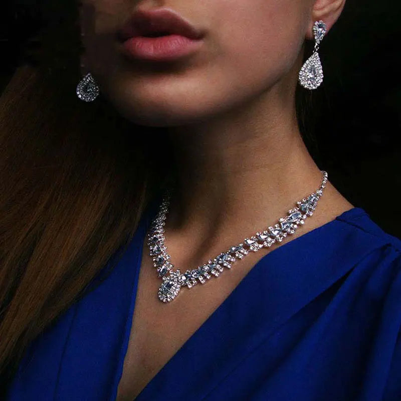 Celestia™ | Crystal Cascade Necklace &amp; Earring Set