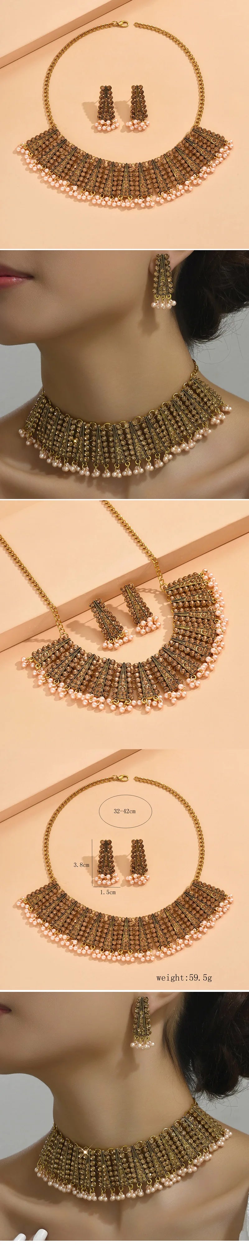 Zafira™ | Pearl Fringe Choker &amp; Earring Set