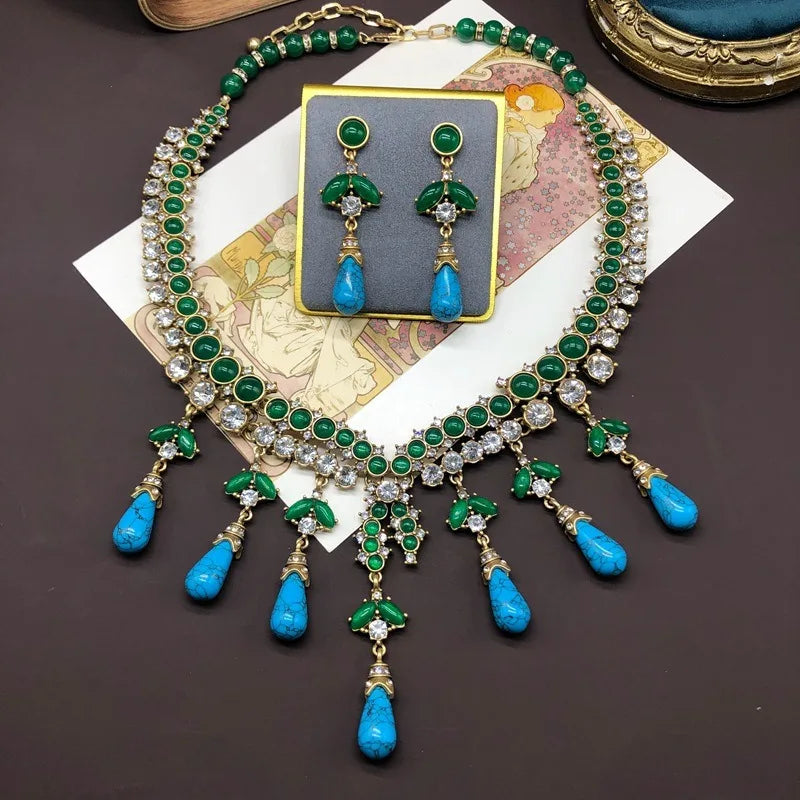 Emeraldia™ | Green &amp; Turquoise Statement Necklace