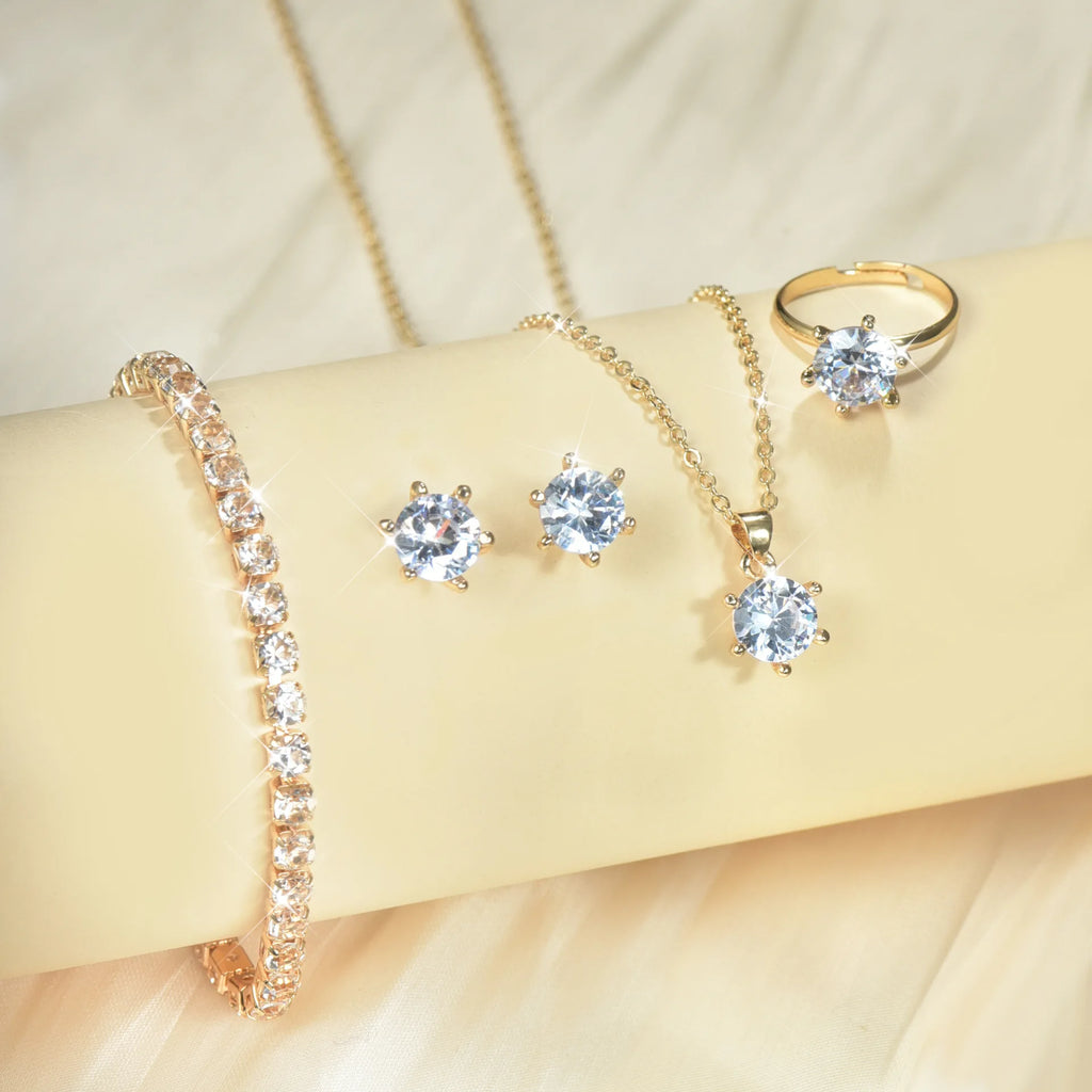 Elara™ | Crystal Solitaire Jewelry Set