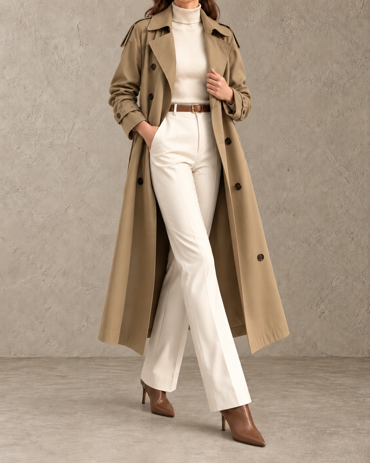 Celine™ | Double-Breasted Trenchcoat met Ceintuur