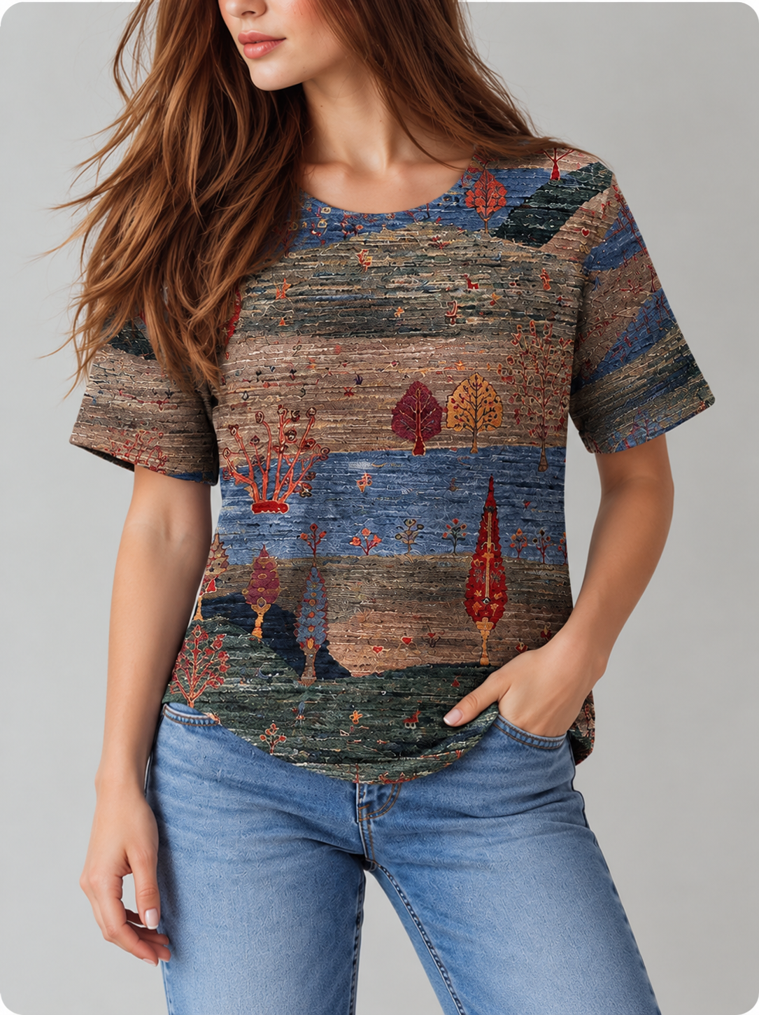 Harper™ | Relaxte Top met Patchworkprint