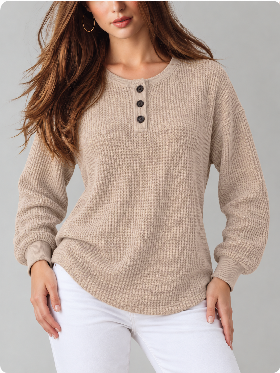 Emery™ | Wafelgebreide Henley Top