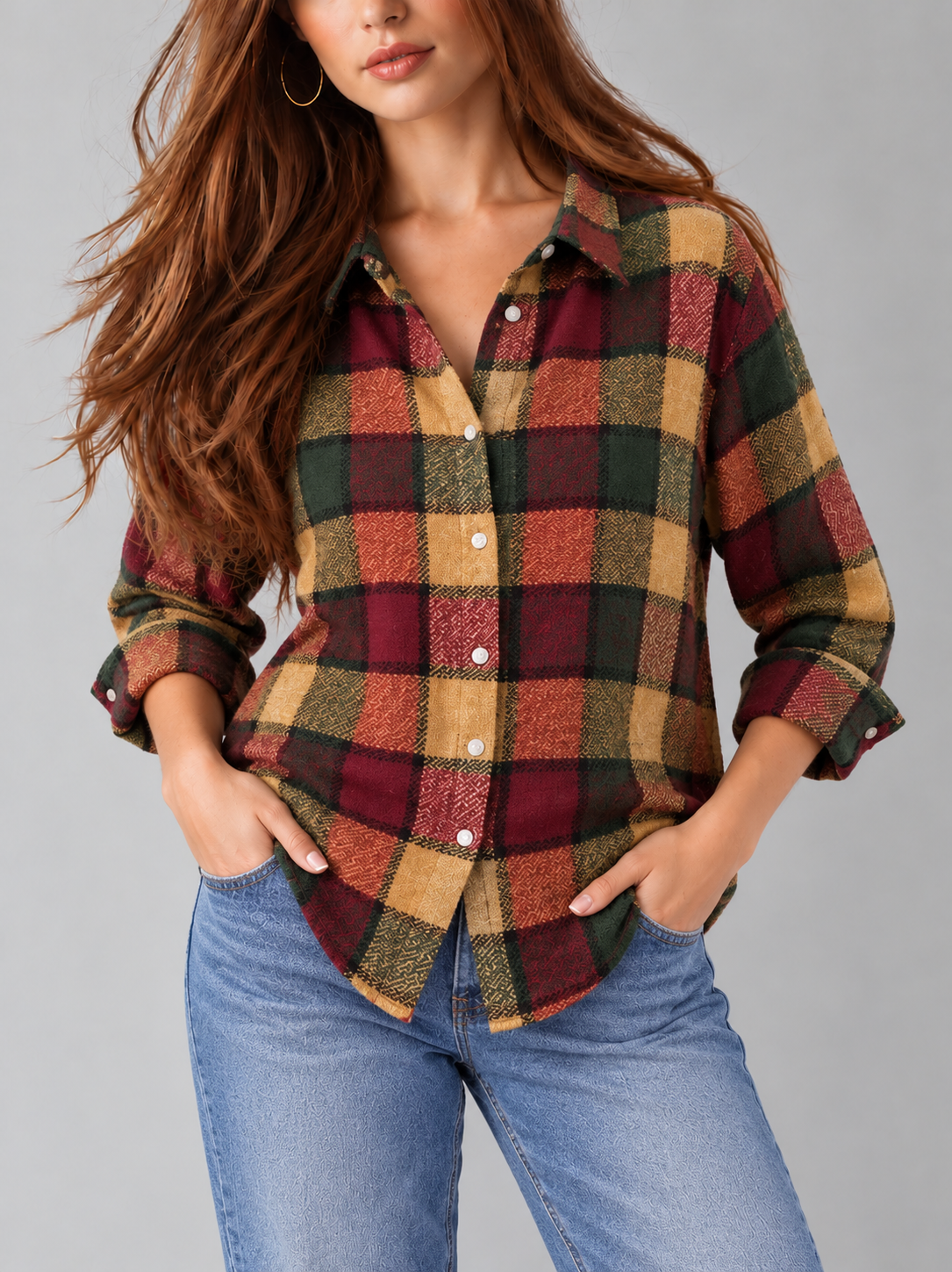 Tessa™ | Klassieke Tartan Blouse met Knopen