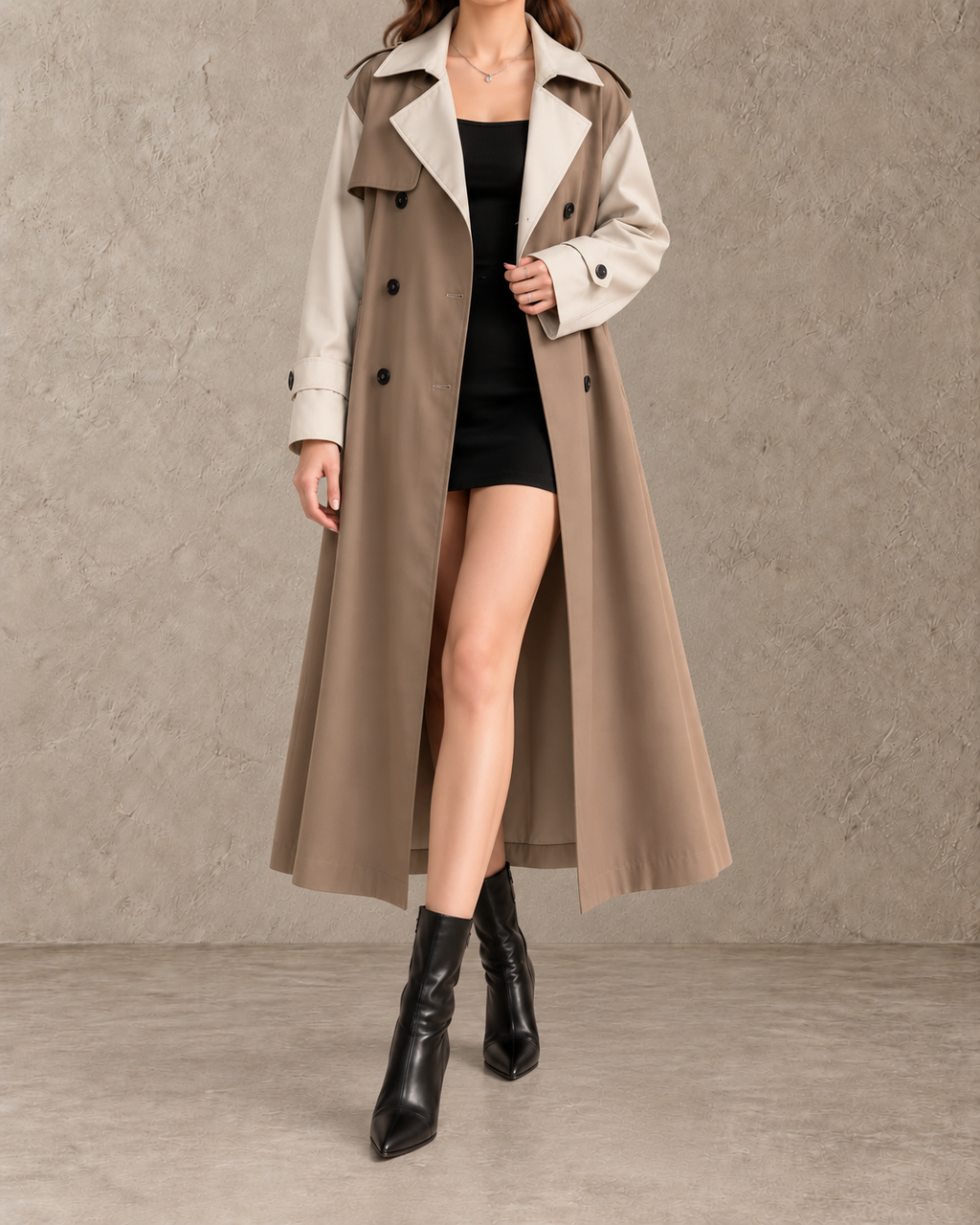 Margot™ | Tweekleurige Double-Breasted Trenchcoat