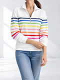 Elara-Mae™ | Striped Quarter-Zip Sweatshirt