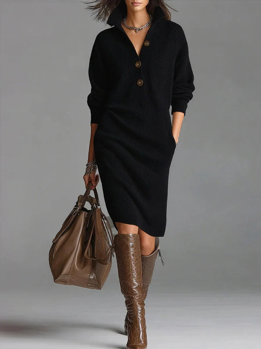 Norlyn™ | Chique Geribde Midi Jurk – Tijdloze Elegantie