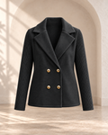 Women's Elegant Wool Stitching Woolen Coat Commuter Suit — Black