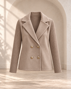 Women's Elegant Wool Stitching Woolen Coat Commuter Suit — Brown