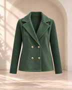 Women's Elegant Wool Stitching Woolen Coat Commuter Suit — Green
