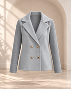 Women's Elegant Wool Stitching Woolen Coat Commuter Suit — Grey
