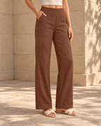 High-waisted Relaxed-fit Casual Trousersstylish And Versatile Workwear Pants — Brown