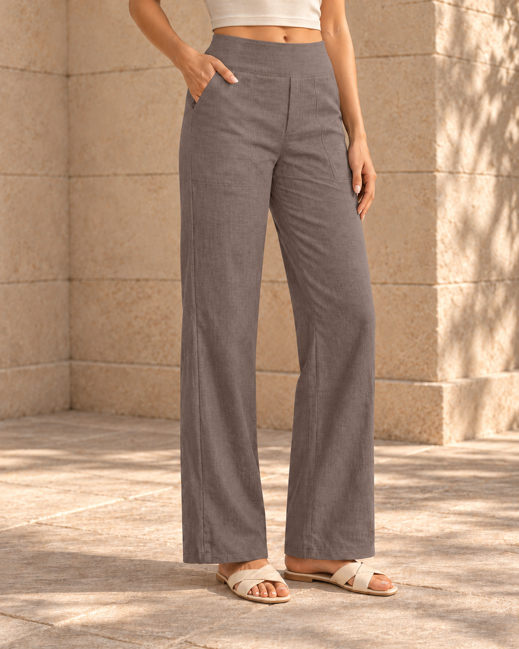 High-waisted Relaxed-fit Casual Trousersstylish And Versatile Workwear Pants — Camel