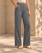 High-waisted Relaxed-fit Casual Trousersstylish And Versatile Workwear Pants — Dark Gray