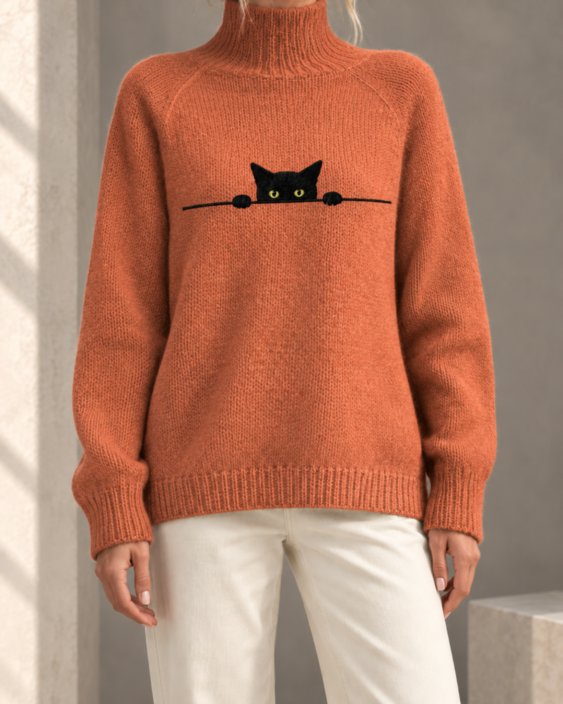 Printed Casual Turtleneck Bedford Cord Sweater — JLGLMY SX00035