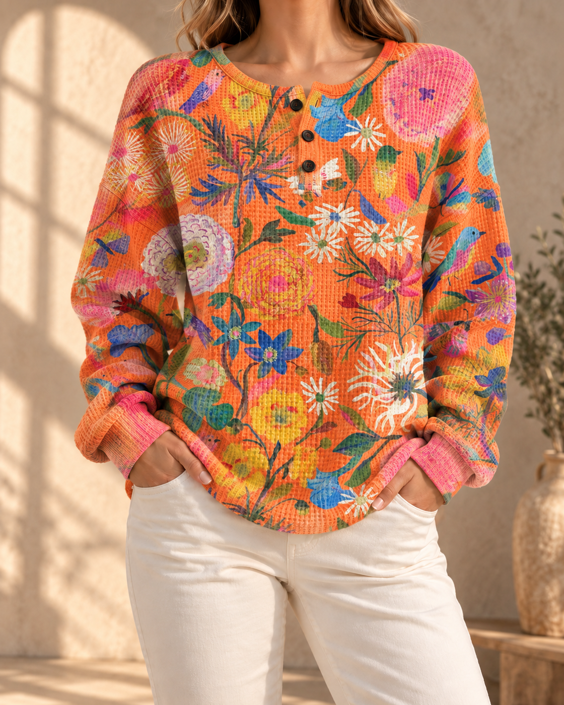 Womens Retro Casual Laid-back Sweatshirt — B32LABPPRV1FS9K