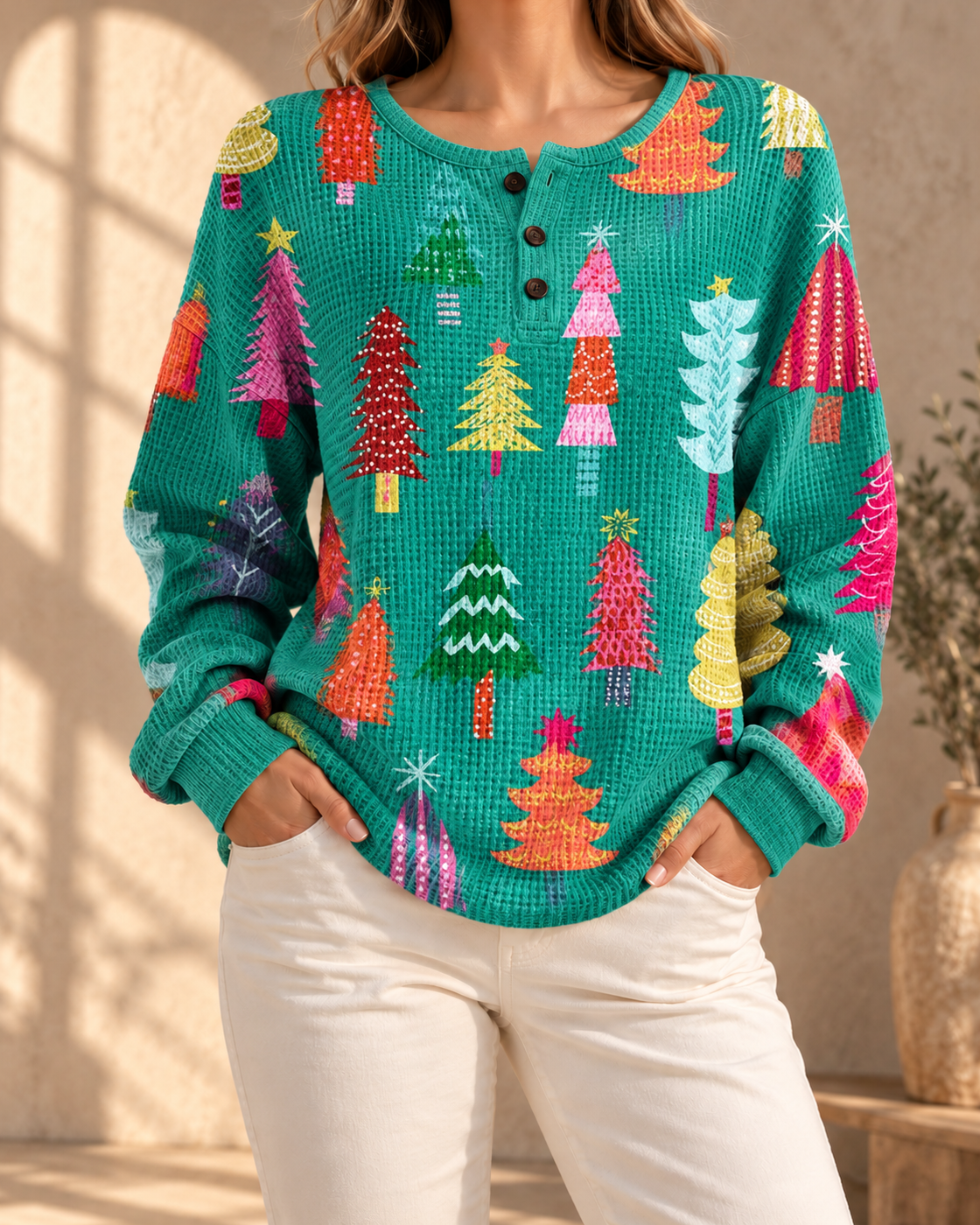 Womens Retro Casual Laid-back Sweatshirt — B32LATCWJ3OIMV1