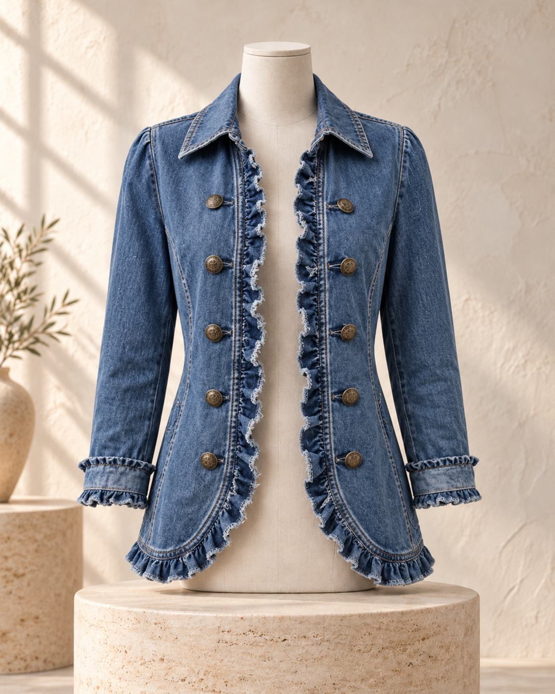Ruffled Jacket Solid Color Pleated Lapel Blazer Women's Fashion Casual Printed Suit Jacket Office Wear Clothing — Wow cowboy