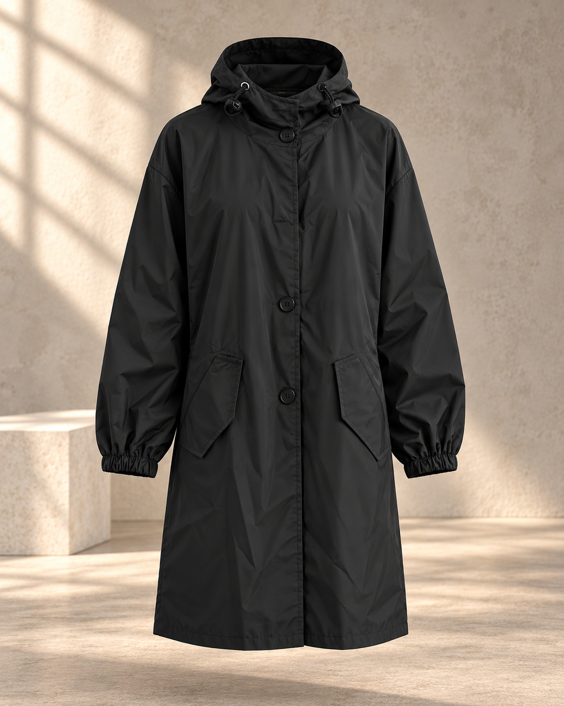 Oversized Women's Korean Style Slim Windbreaker — Black