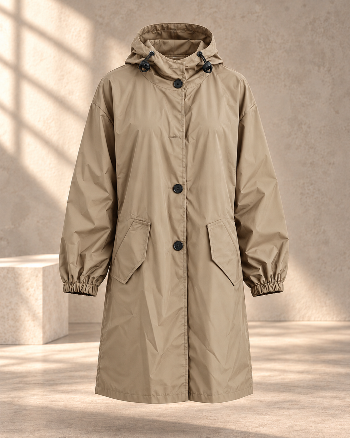 Oversized Women's Korean Style Slim Windbreaker — Khaki