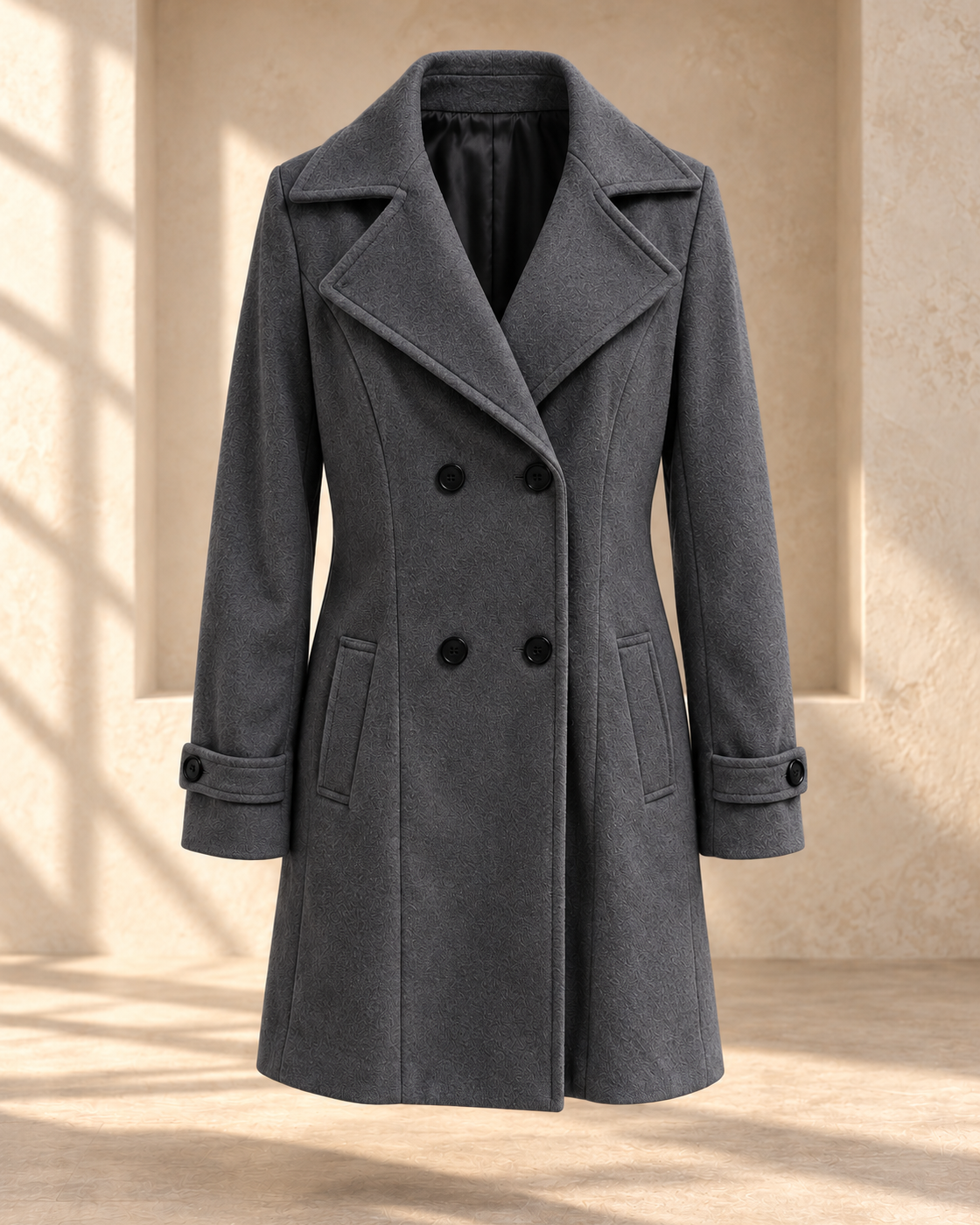 Single-breasted Mid-length Coat With Pockets Fashion Elegant Lapel Jacket Casual Long-sleeved Top Outwear Women's Clothing — Dark Gray