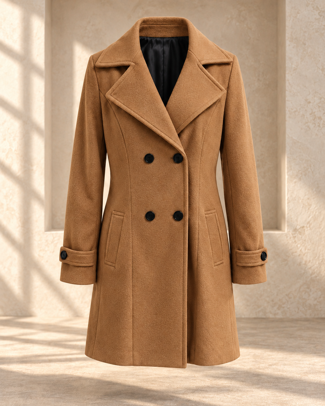 Single-breasted Mid-length Coat With Pockets Fashion Elegant Lapel Jacket Casual Long-sleeved Top Outwear Women's Clothing — Light Brown