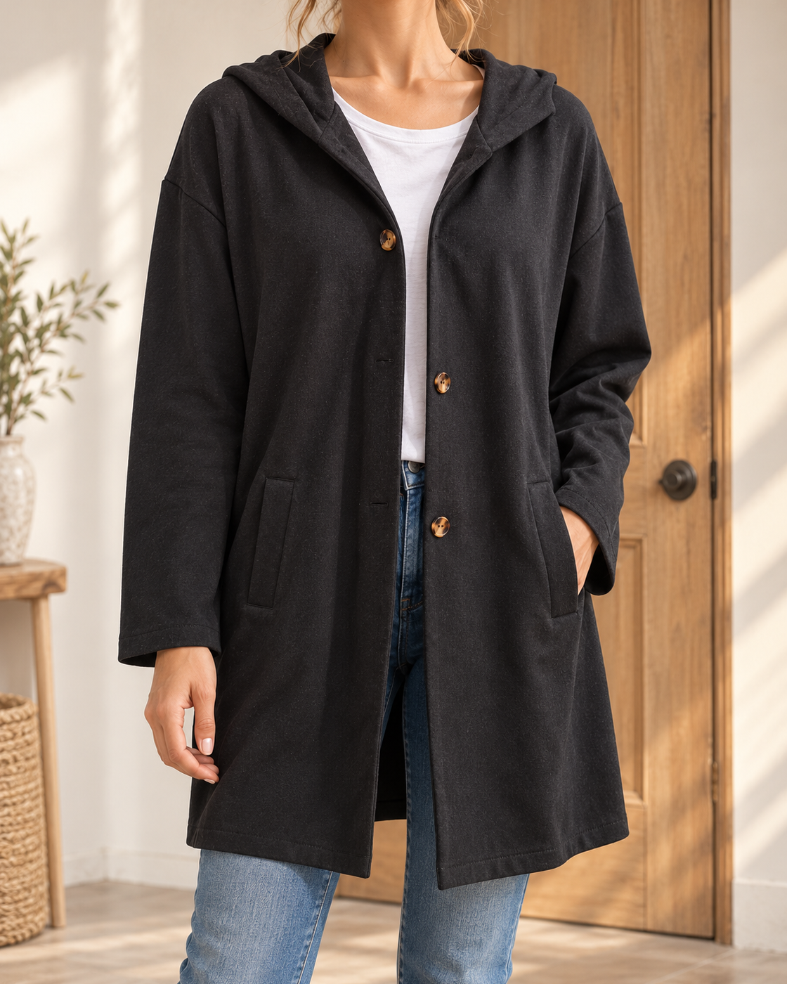 Women's European And American Casual Ladies Turn-down Collar Coat — Black