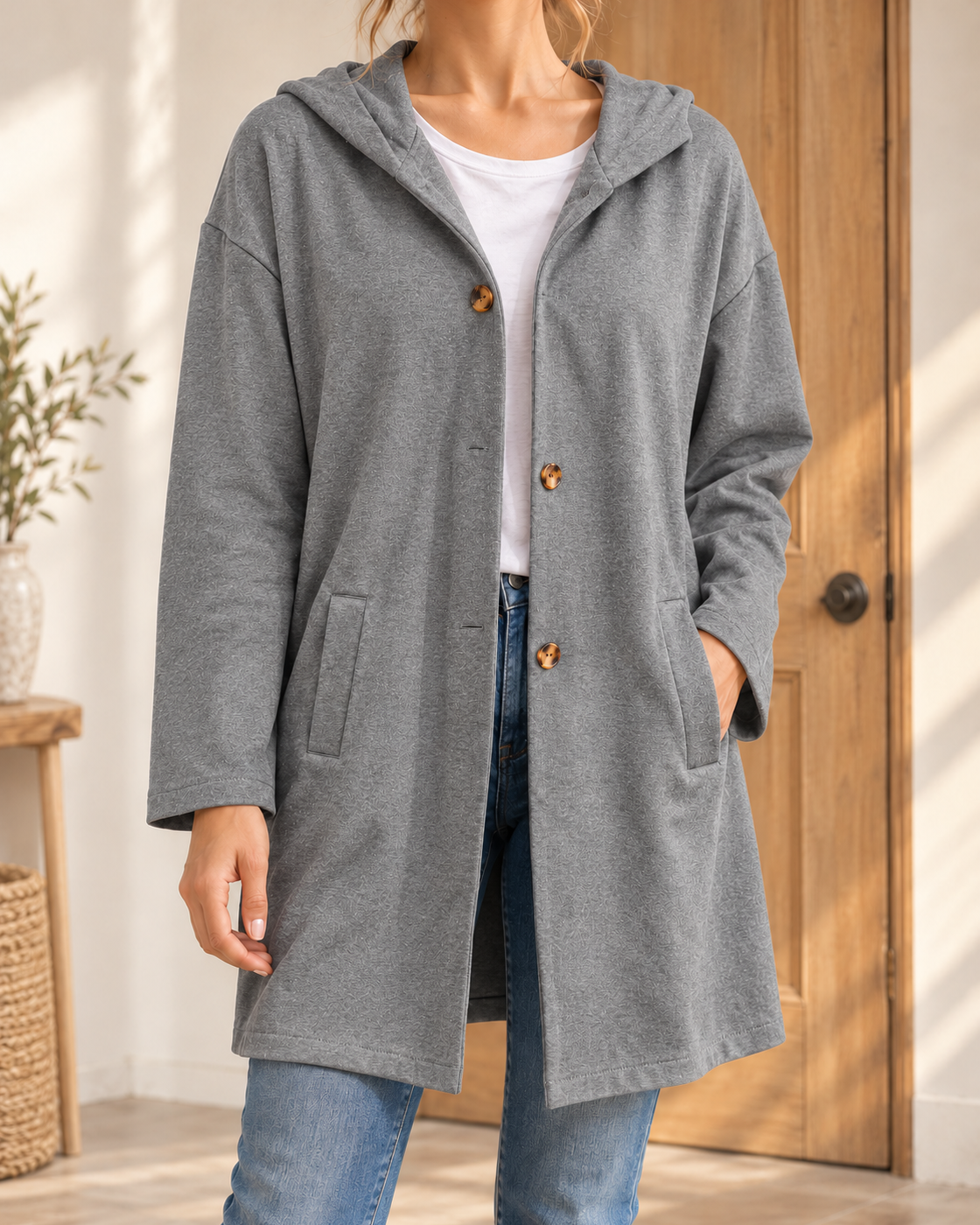 Women's European And American Casual Ladies Turn-down Collar Coat — Gray